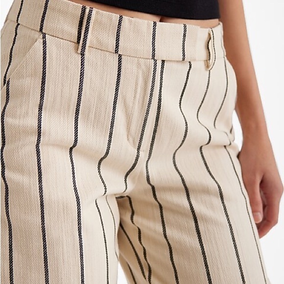 Express Editor Midrise Stripped Trouser Pants, Size 4, 100% Cotton - Picture 2 of 13